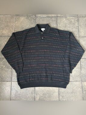 Louis Roth Vintage Textured Stripe Sweater 90s Vintage Cosby Coogi Style Sz XXL